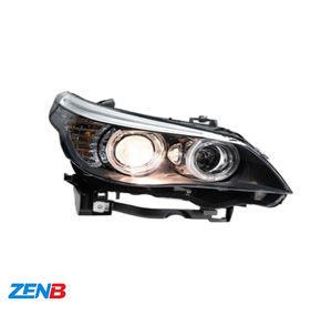 Pour BMW Série 5 E60 03-10, ensemble de phares, version ancienne modifiée en version nouvelle avec lentille LED Angel Eye pour feux de croisement halogènes - Product Image 3