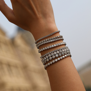 Exquisite S925 Sterling Silver Rhodium Plated Sparkling Moissanite Claw Setting Trendy Tennis Bracelet for Women Fine Jewelry - Product Image 2