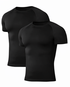Wholesale CustomizatioMen's <b>Slim</b> <b>Fit</b> Compression T-<b>Shirt</b> Breathable Short Sleeve Quick Dry Sporty Running Gym Blank Design <b>Black</b> - Product Image 1
