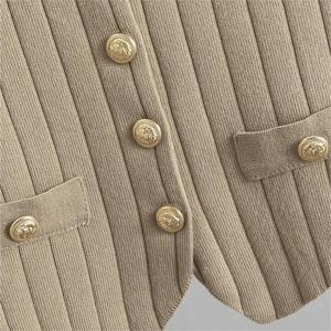 ชุดเซ็ต 3 ชิ้น เสื้อเวสต์ทรงเข้ารูป เสื้อคาร์ดิแกนถัก กางเกงขายาวทรงกว้าง แฟชั่นสำหรับผู้หญิง - Product Image 6