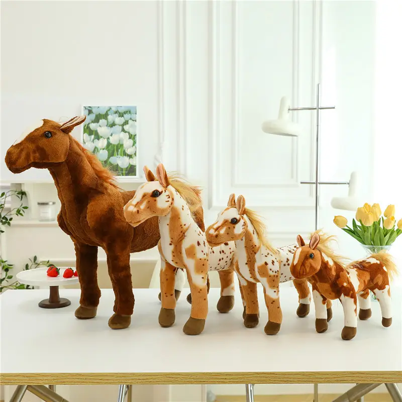 Simulated Plushies Farm Animal Soft Toys Decorations Lifelike Plush Horse Stuffed Animals