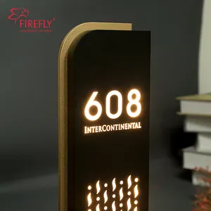 Custom Hotel Room Door Number Sign Electronic Doorplate Apartment Numbers Led Door Sign Hotel Door Number Plates With Doorbell