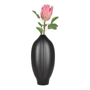 Vaso in ceramica scolpito con dettagli a righe e profilo arrotondato per l'arredamento del soggiorno e come complemento d'arredo per la casa - Product Image 3