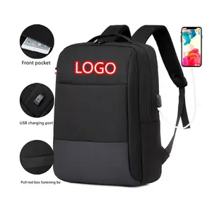 custom black nylon laptop backpacks school bags unisex custom logo USB laptop bag backpack for men college Bag for men backpack