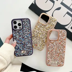 Coloful Shockproof Bling Glitter Case Girl Phone Cover For Iphone 15 Pro Max Shiny Diamond Back Bumper For Iphone 14 13 12