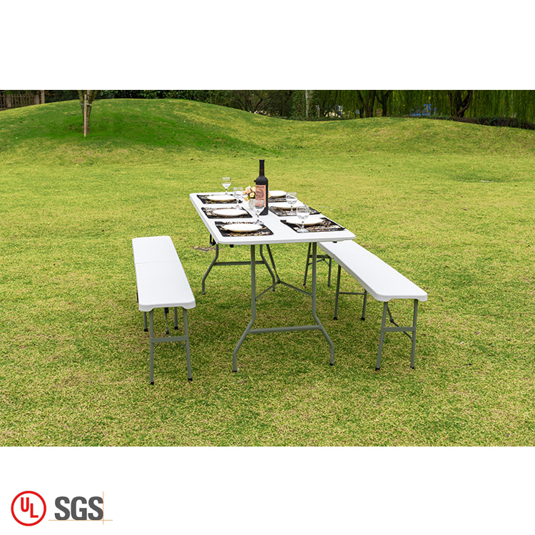 ZL-Z180-4 / Waterproof white portable plastic folding table picnic table and benches