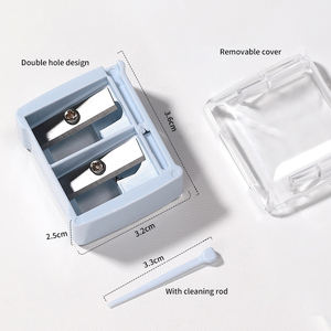 Заводская оптовая продажа, прочные инструменты для макияжа, точилка, розовый, синий, пластиковый косметический карандаш для бровей, точилка с 2 различными отверстиями № 33 - Product Image 5