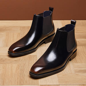 Botas Chelsea de Cuero para Hombre, Estilo Inglés, con Grabado, de Piel Vacuna, para Vestimenta Formal de Negocios - Product Image 1