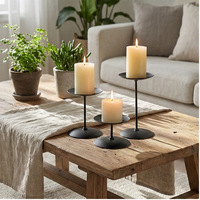 Ensemble de bougeoirs en métal noir mat pour bougies pilier, pour Noël et mariage