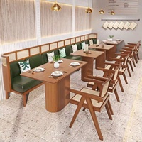 Ensemble de meubles de restaurant en cuir rotin et bois massif moderne personnalisé pour hôtels, bars, clubs, table à manger commerciale, banquette de canapé