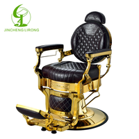 Fauteuil de Barbier Professionnel Rétro Jincheng pour Salon de Coiffure, Durable, Marron Blanc Or Vert Gris, pour Lavage