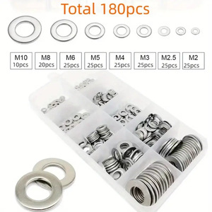 Baiguluo Stainless Steel 304 Flat <b>Washers</b> Set 80 180 360 580 Pcs For General Industry Use - Product Image 4