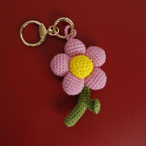 Creative Handmade Key Chains for Women Bag Charm Pendant Key Rings Sweet Cute <b>Multicolor</b> Flower Crochet Keychain Flower Keychain - Product Image 2
