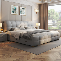 Conception et fabrication en usine de lit rembourré en cuir avec meubles de chambre à coucher en mousse haute densité à vendre