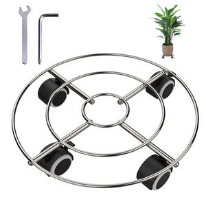 Grand support de plante en métal avec <span class=keywords><strong>roues</strong></span> verrouillables Protecteur de sol <span class=keywords><strong>Roues</strong></span> roulantes en caoutchouc Supports pour plantes Rouleaux pour plantes Support pour pots - Product Image 1