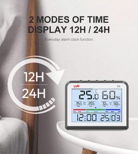 D6 Đồng hồ nhiệt độ và độ ẩm mét <span class=keywords><strong>HYGRO</strong></span>-Nhiệt kế với giá trị tối đa và min cho vườn ươm nhà phòng thí nghiệm bảo tàng văn phòng sử dụng - Product Image 5