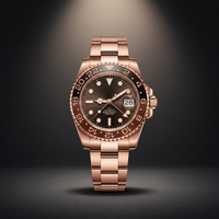 Montre de plongée analogique en acier inoxydable avec bracelet de 20 mm, mouvement SEIKO NH34, logo GMT S, bracelet Jubilee doré, résistante à l'eau