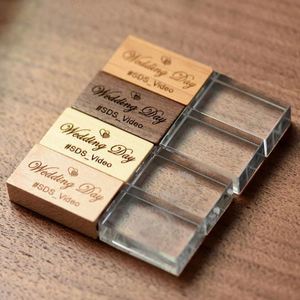 Clé USB 2.0 en bois cristal personnalisée 4 Go, cadeau de mariage, nouvelle clé USB - Product Image 4