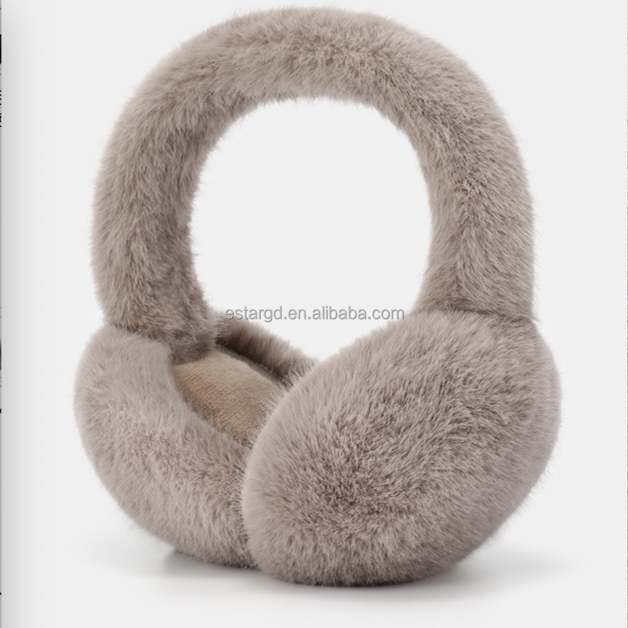 Wholesale Winter Comfort Furry Plush Warm Frostproof Collapsible Ear Muffs for Women Ladies