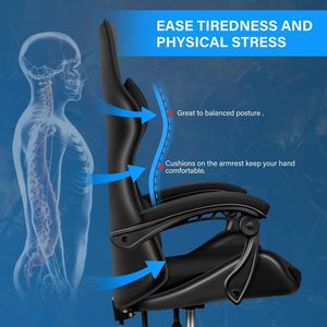 <span class=keywords><strong>Chaise</strong></span> de bureau en similicuir à <span class=keywords><strong>dossier</strong></span> <span class=keywords><strong>haut</strong></span> pivotant noire <span class=keywords><strong>Chaise</strong></span> de jeu Pc Stuhl ergonomique avec soutien lombaire - Product Image 5