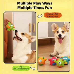 ナチュラルラテックスマルチカラー犬用チューインタラクティブおもちゃ耐久性のある歯科ケア、チュー音、簡単なクリーン、屋内 & 屋外での使用 - Product Image 3