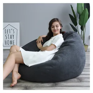 YJ Dorm Floor Sofa Pear Big Bean Bag Cover Bedroom Corner Couch Living Room Furniture for Kids and Adults Velvet Sofa Cover Only