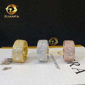 Anillo de Eternidad de Plata de Ley 925 con Diamantes Moissanite VVS, Estilo Rapper, Joyería de Moda, Totalmente Cubierto de Diamantes, Pasa el Test de Diamantes - Product Image 4