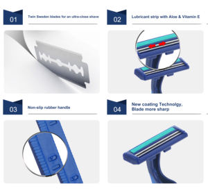 GOODMAX OEM Swedia pencukur jenggot sekali pakai pisau kembar baja tahan karat pisau cukur jenggot untuk pria - Product Image 3