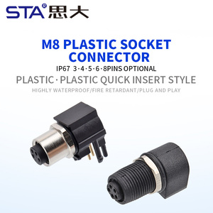 Conector Impermeable M8 en Ángulo de 90 Grados, de Inserción Rápida, Macho y Hembra, para Montaje Trasero en Panel PCB, 3, 4, <span class=keywords><strong>5</strong></span>, 6, 8 Pines - Product Image 2
