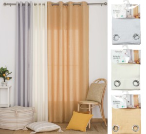 Nicht transparente Tüllvorhänge, Vogelnest-Design, einfarbig, Ösen-Oberteil, fertige Vorhänge – 24 Lagerfarben - Product Image 1