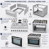 Cuisinière combinée gaz et électrique autoportante D CKD Factory 76*60cm avec 4 brûleurs gaz et 2 plaques chauffantes électriques, four, disponible en kit CKD
