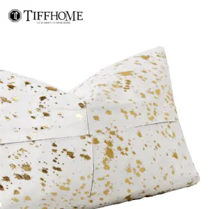Travesseiro de luxo com estampa de ouro emendado branco de alta qualidade Tiffany Home, travesseiro de luxo com cabelo de cavalo e alças, confortável, 30 x 50