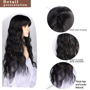 <span class=keywords><strong>Donna</strong></span> europea americana di alta qualità parrucca lunga riccia soffice trecce capelli artificiali testa intera tra cui acqua increspatura aria frangia - Product Image 4