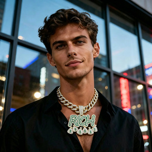 จี้สร้อยคอรูปถุงเงินสีเงินประดับเพชรแบบ Iced Out พร้อมสร้อยคิวบาประดับเพชร สำหรับผู้ที่ชื่นชอบฮิปฮอปและสตรีทแวร์แนวอเมริกัน - Product Image 6