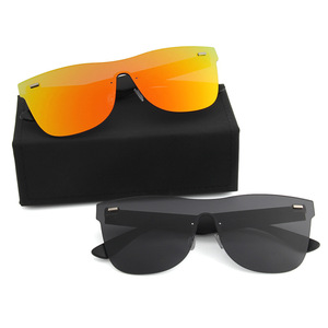 Gafas de Sol Unisex sin Marco, Lentes de PC con Protección UV400, Estilo Clásico Retro Negro para Viajes, Protección Solar, Montura Grande a la Moda - Product Image 3