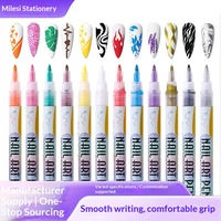 Stylos pour nail art 12 couleurs, pointes fines 0,7 mm, séchage rapide, imperméables, marqueurs pour ongles pour le graffiti, le traçage et la manucure DIY