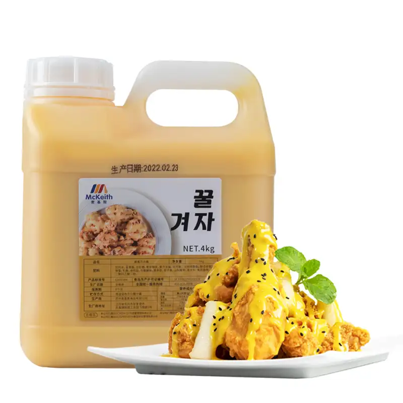 Salsa fritta di pollo coreano | Salsa di pollo infornata senape al miele da 4 kg 4 kg/4 barili/scatola salsa di pollo fritta di colore giallo
