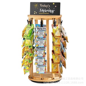 Exhibidor Giratorio de Madera para Snacks con Letrero de Pizarra para Tienda, Hogar, Food Truck, Organización de Almacenamiento de Escritorio - Product Image 2