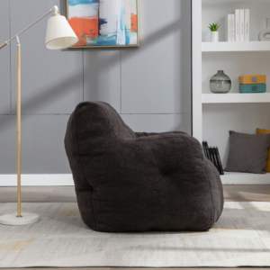 DB 010 confortable gris foncé Teddy tissu tufté mousse pouf canapé chaise doux pouf canapés - Product Image 6
