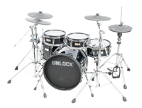 UNLOCK UNLOCK-lightning Mini Instrument de percussion électronique silencieux à têtes en maille, avec boîtier en bois, de luxe, prêt pour scène et studio