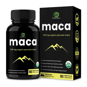 Capsules de racine de maca 2100mg péruvienne biologique Soutient la santé et la vitalité de la reproduction maca noire pour stimuler l'énergie, la performance et l'humeur