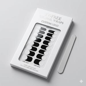 Bandes de vernis à ongles en gel style Hepburn classique, sans UV, contraste noir et blanc, design français, sans lampe, 16 bandes, vente chaude transfrontalière - Product Image 1