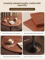 Table basse moderne en bois massif avec structure en acier pour salon, petits appartements, balcon - Aucun montage requis