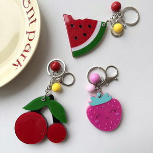 Chaveiro Espelho de Frutas (Melancia/Cereja/Lima), Chaveiro de Espelho Articulado de Acrílico com Desenho Animado, Pingente <span class=keywords><strong>Kawaii</strong></span> para Mochila, Bolsa e Chaves de Carro - Product Image 4