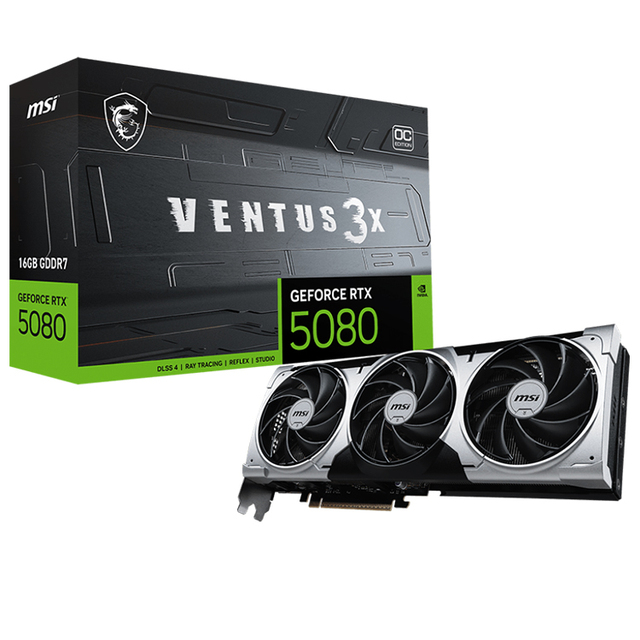 MS'I Ventus GeForce RTX 5080 16GB GDDR7 PCI Express 5.0 Graphics Card RTX 5080 16G VENTUS 3X OC PLUS