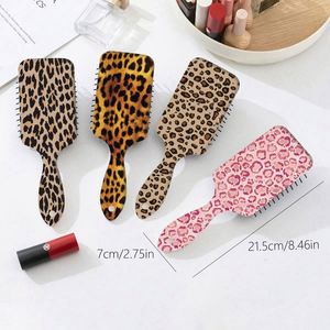 Peigne en plastique à imprimé léopard avec coussin d'air, poignée en acier antistatique, brosse à cheveux en nylon pour tous types de cheveux - Product Image 2