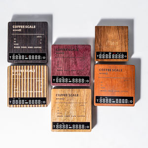 Balance de cuisine numérique à piles, design moderne, aspect bois massif noir, mini, écologique, 0,1 g, LED avec minuteur - Product Image 1