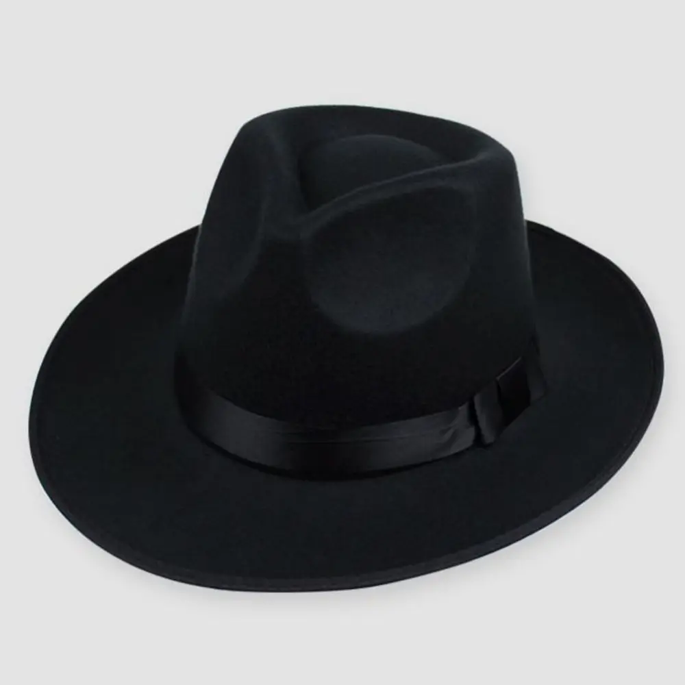 Se puede personalizar Four Seasons Can Wear Wool Millinery Classic Solid Color Felt Hat Hombres de ala ancha Flat Top Jazz Pop Hat