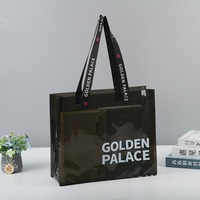 Bolsa de PVC Gris Oscuro Personalizada con Correa Negra y Diseño Floral Transparente para Regalos y Empaquetado Minorista
