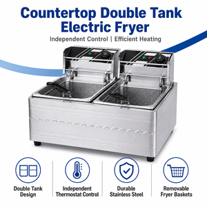 High Efficiency 5KW Double Tank Electric Deep Fryer YN-EF-82 Stainless Steel Countertop Fryer for Restaurant Fast Food Shop - Product Image 2